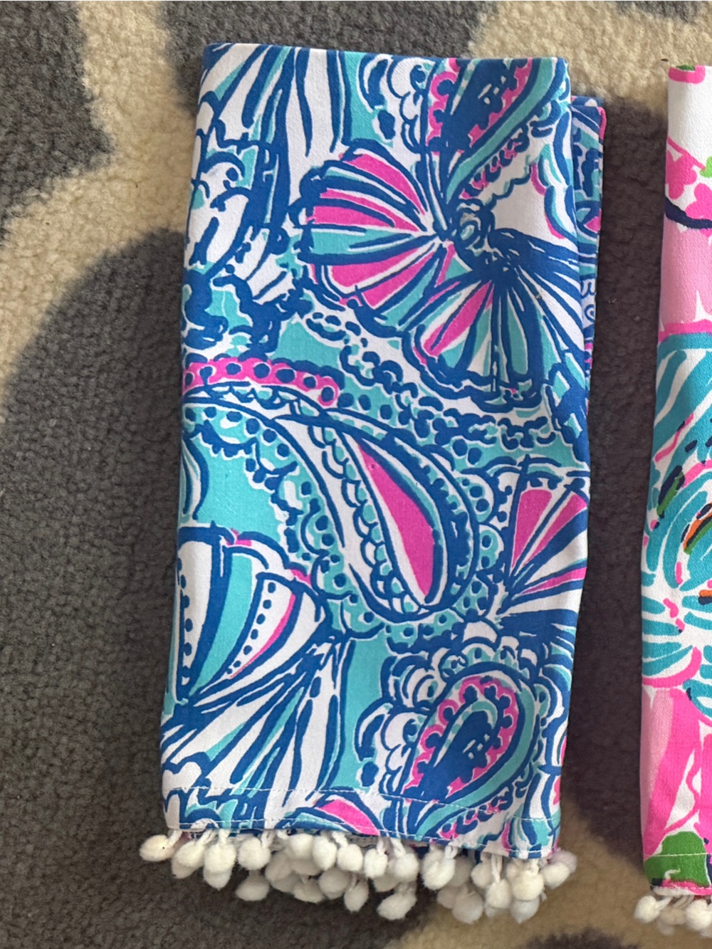 Lilly Pulitzer for Target Pink Tag Pom-Trim Shell Print Towel - Picture 4 of 4